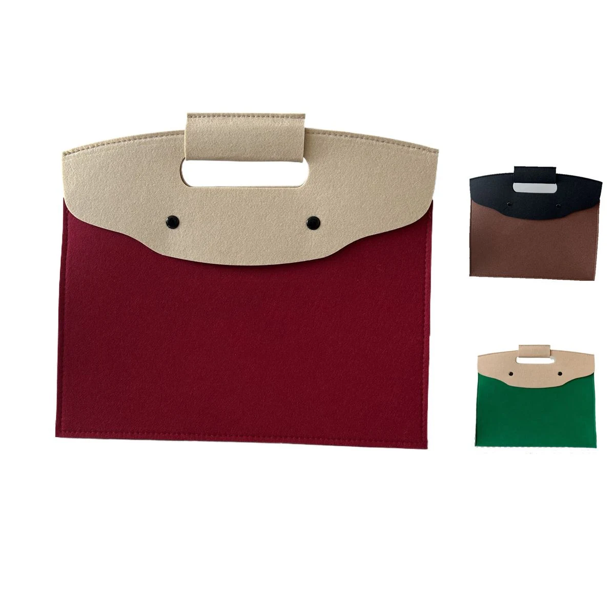 Color - Blocked Studded Felt Handbag, custom tote bag with logo imprint 1