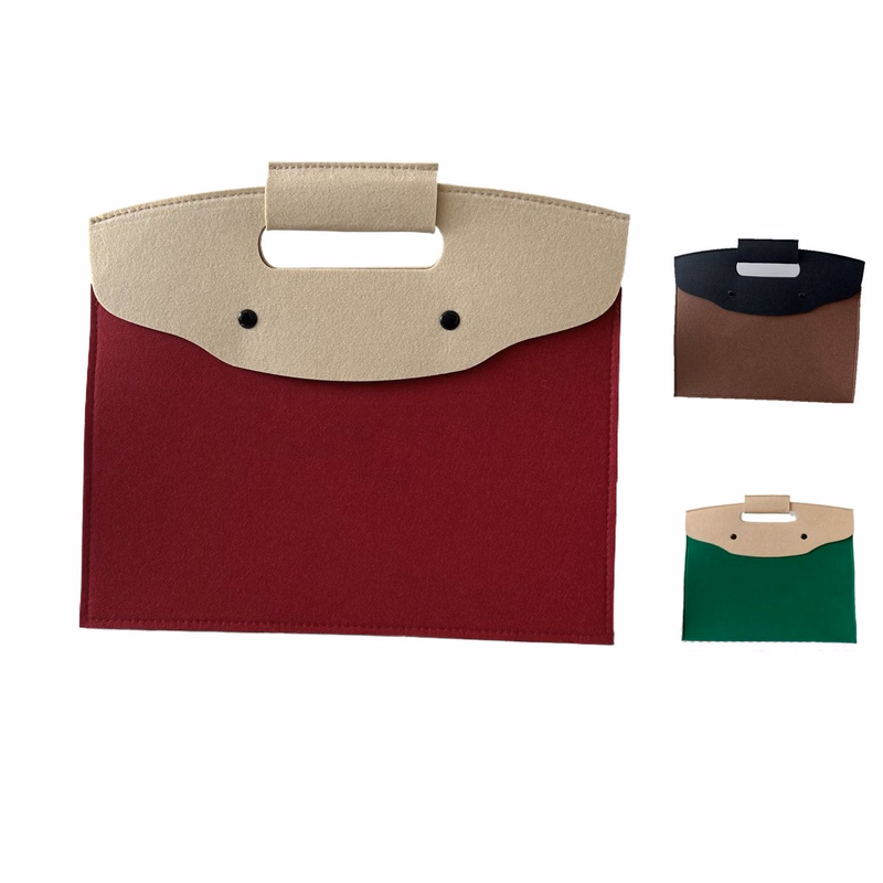 Color - Blocked Studded Felt Handbag