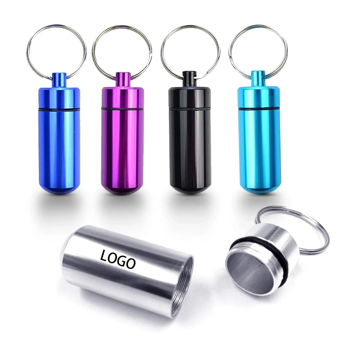 Aluminum Alloy Waterproof Medicine Bottle Key Chains 1