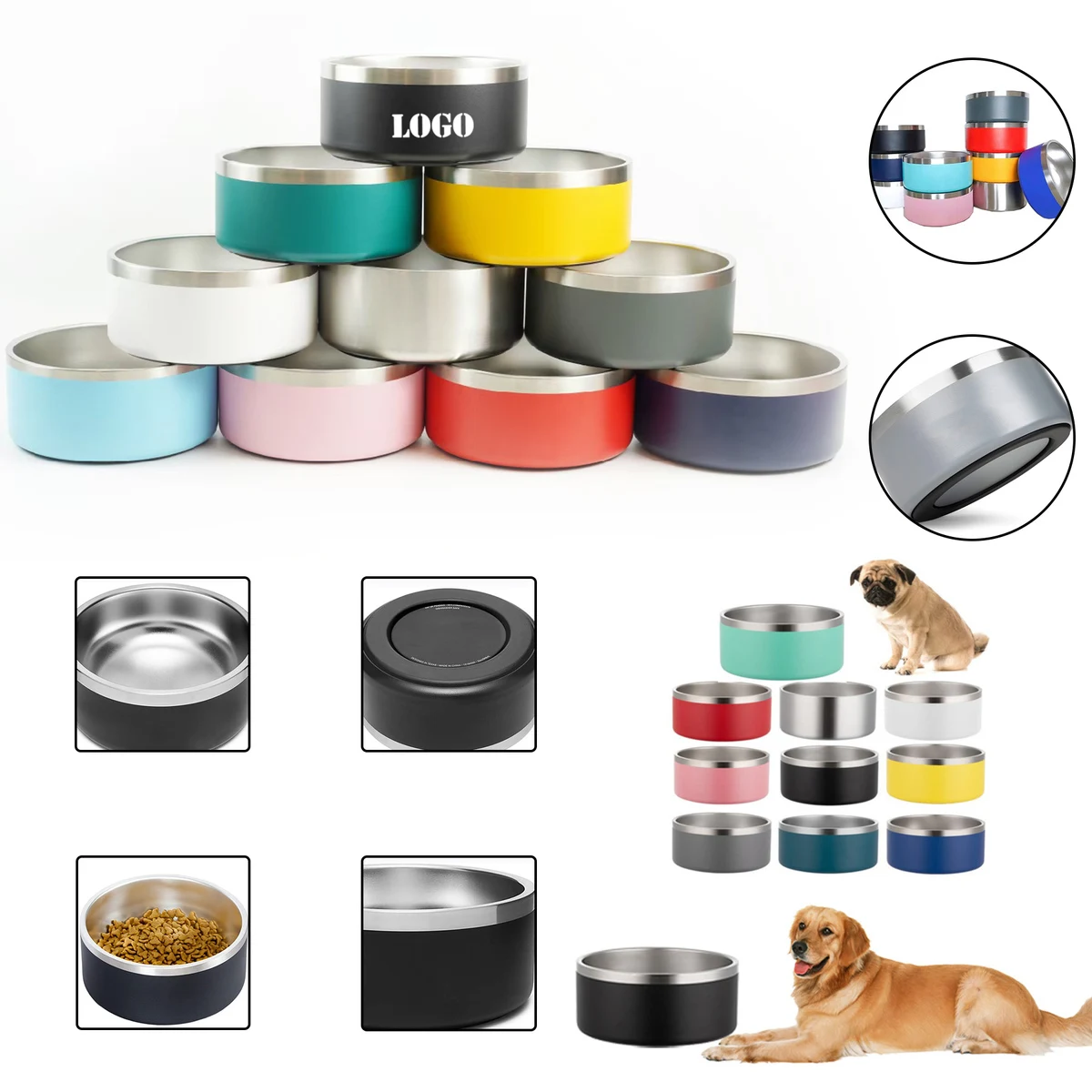 64oz Stainless Steel Pet Bowl 1