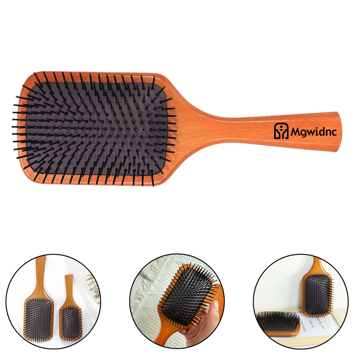 Large Beechwood Paddle Hair Brush with Air Cushion and Massage Bristles for Home Hair Care 1