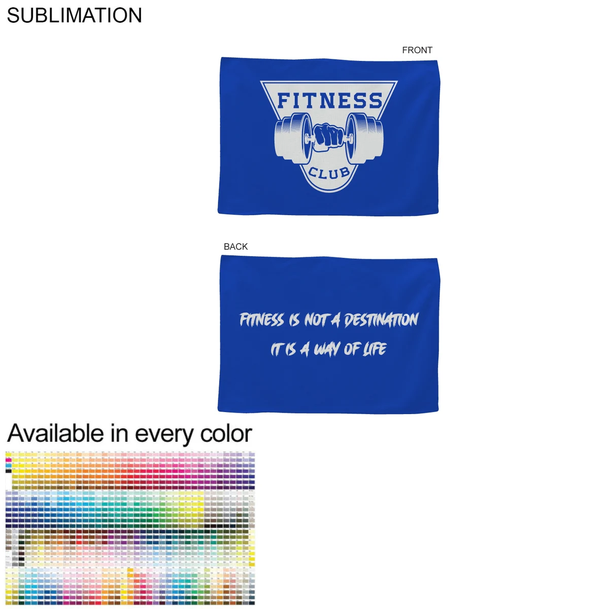 Gym, Workout towel in Microfiber Dri-lite Terry Towel, 12x18, Sublimated Edge to Edge 2 sides 1