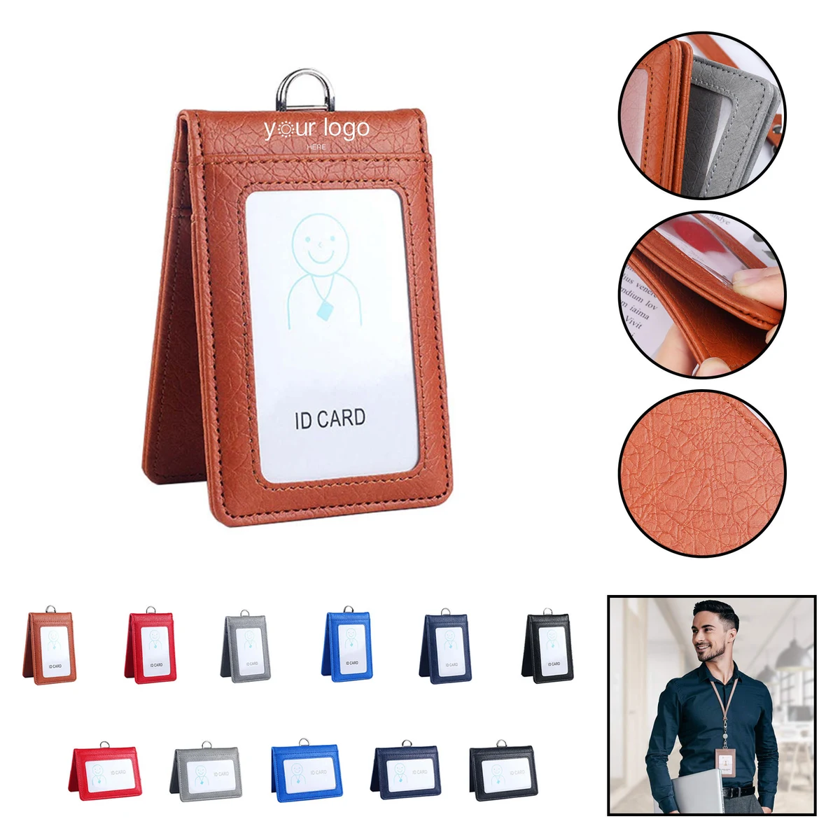 ID Leather Badge Holder With Clear Window 1