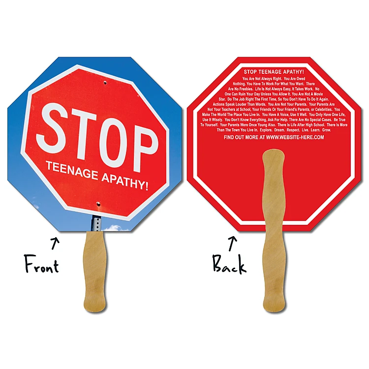 Hand Fan - 8.5x8.5 Octagon Shape Laminated - 14 pt. 1