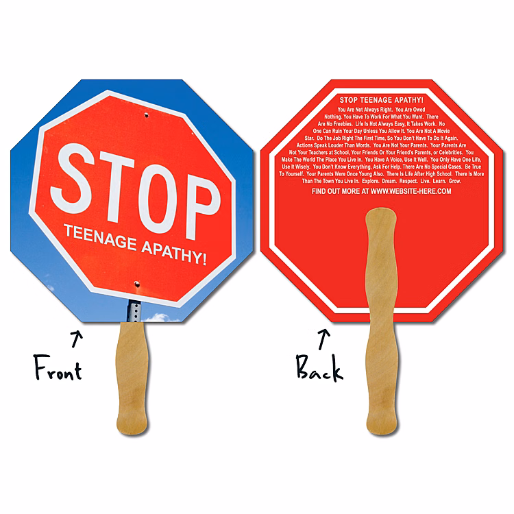 Hand Fan - 8.5x8.5 Octagon Shape Laminated - 14 pt.