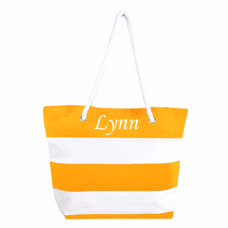 Large Capacity Striped Canvas Tote Bag