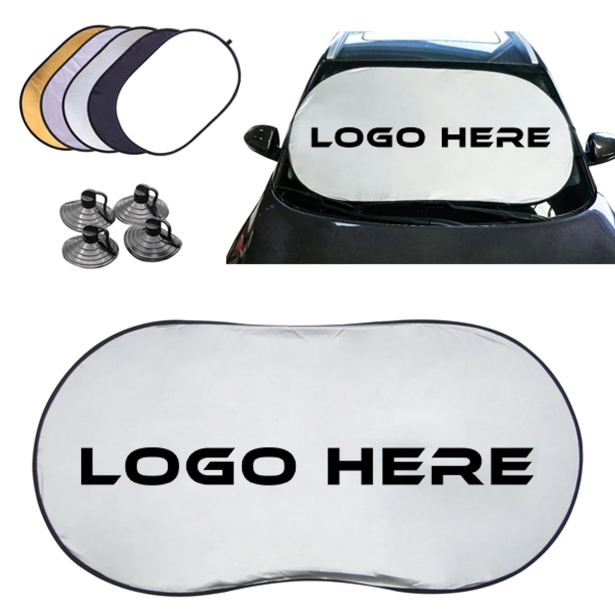 MOQ 100 Reflective Windshield Sunshade With Secure Suction Cups 1