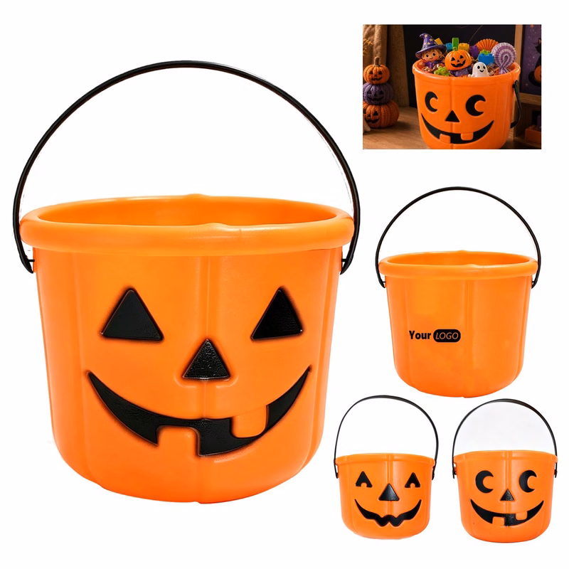 Halloween Pumpkin Bucket 7.1 Inch Portable Candy Holder
