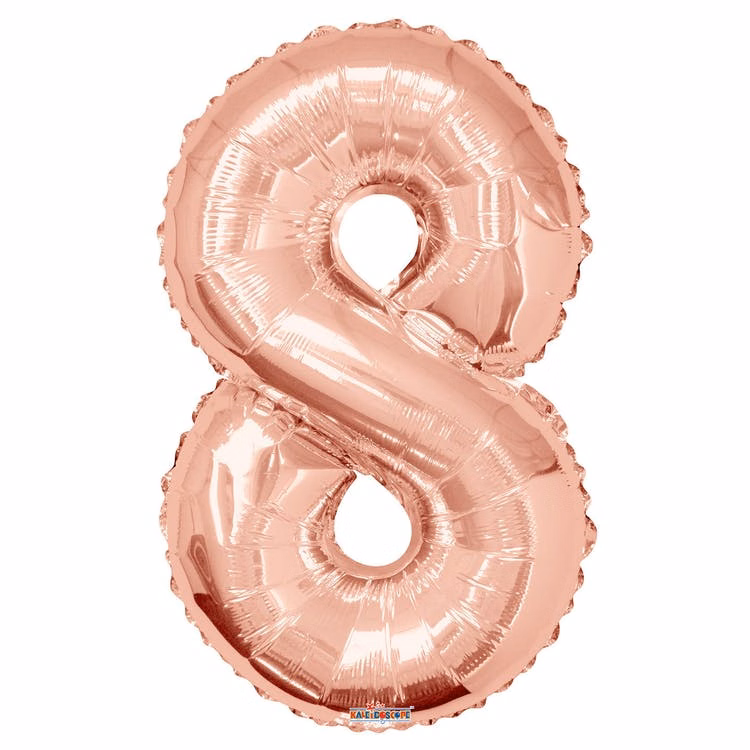 Mylar Number 8 Balloons - Rose Gold 34"