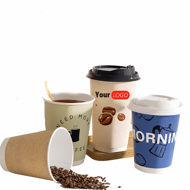 16 Oz Double Wall Disposable Coffee Cups with Lids