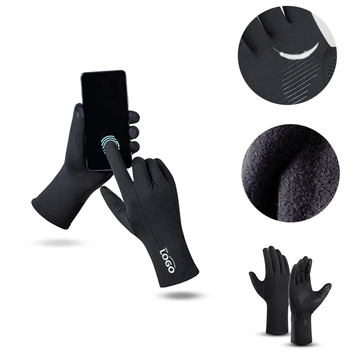 MOQ50 Winter Ski Liner Gloves Warm Touchscreen 1