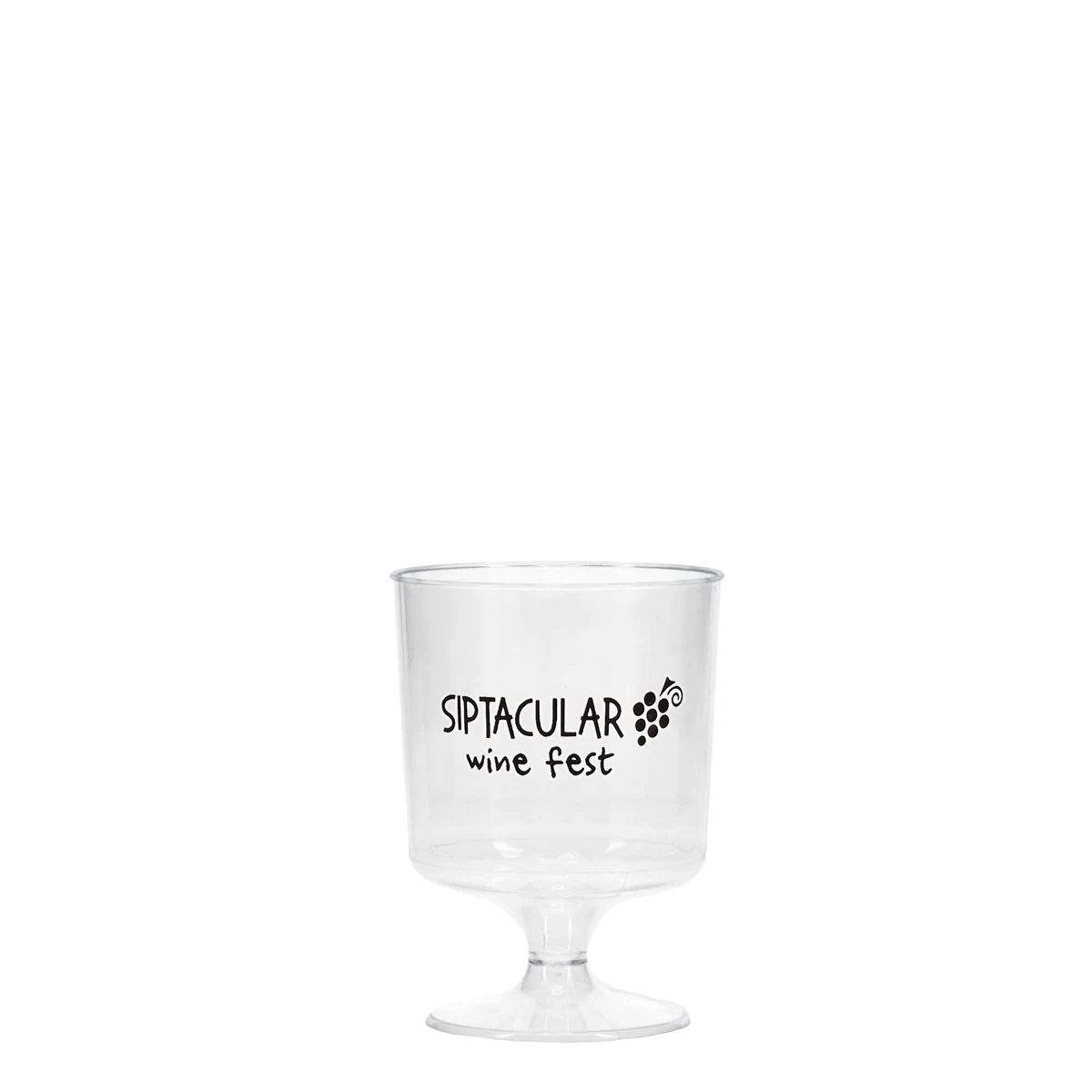 5 oz Hard Plastic Fluted Footed Wine Cup Clear Tradition Print 1