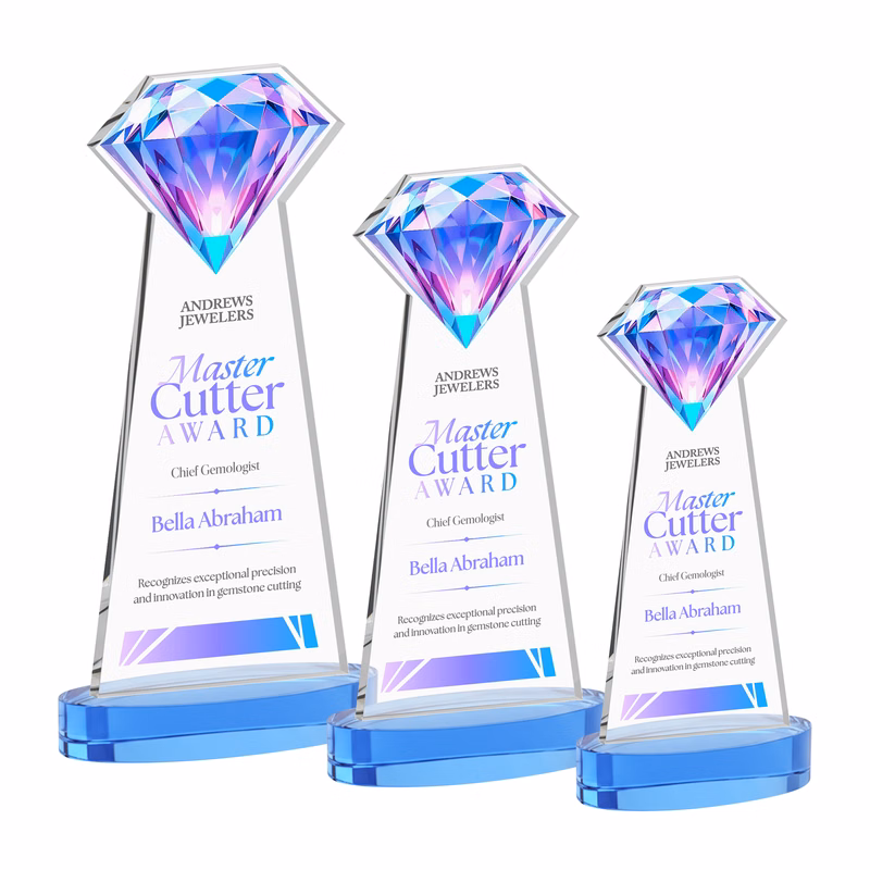 Gemstone VividPrint™ Award on Alberton Base - Sky Blue
