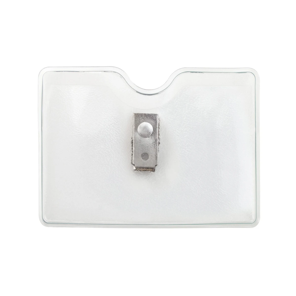 Horizontal Top Load Clear Vinyl Badge Holder w/ 2 Hole Clip 1