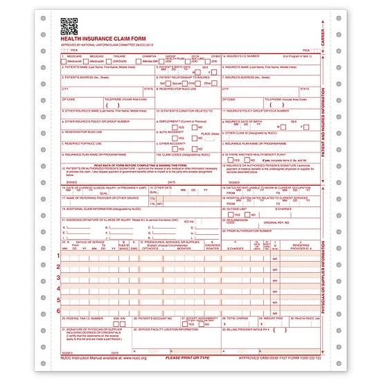 Claim forms, Insurance, Continuous, One and Two Part 1