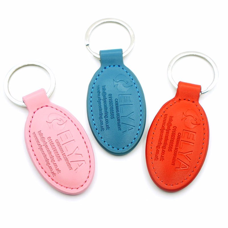 Oval Leather Keychain