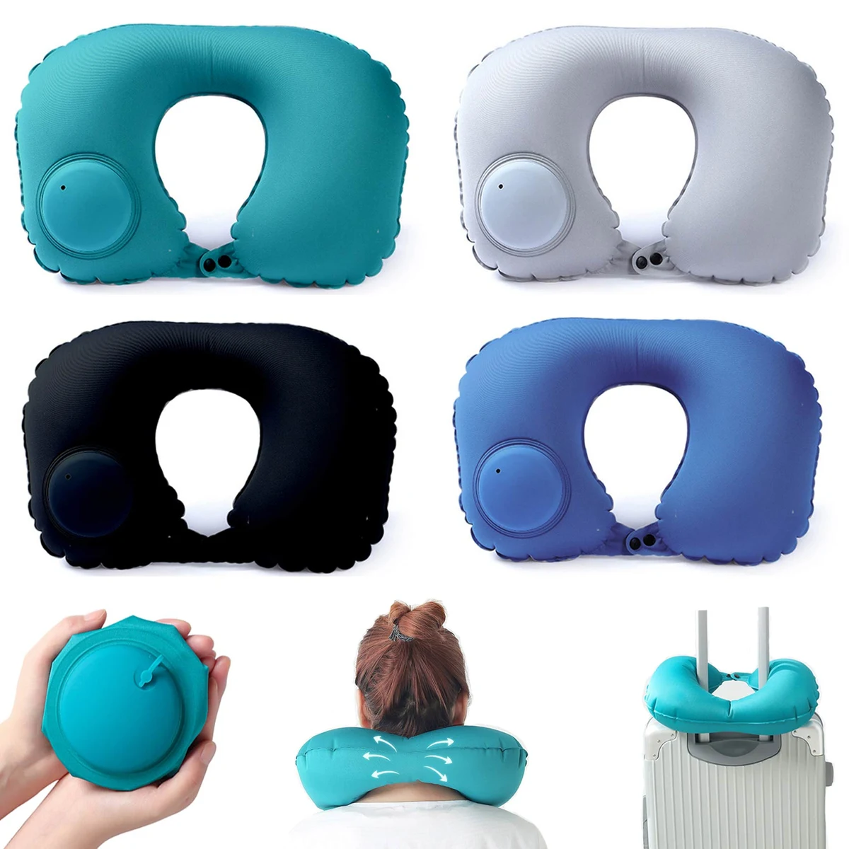 Travel Portable Press Inflatable U Shape Neck Pillow 1