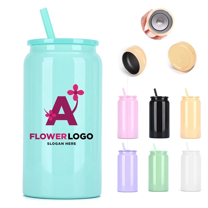 16oz Glossy Stainless Steel SS304 Cup Sublimation Color Mug Mason Can 1