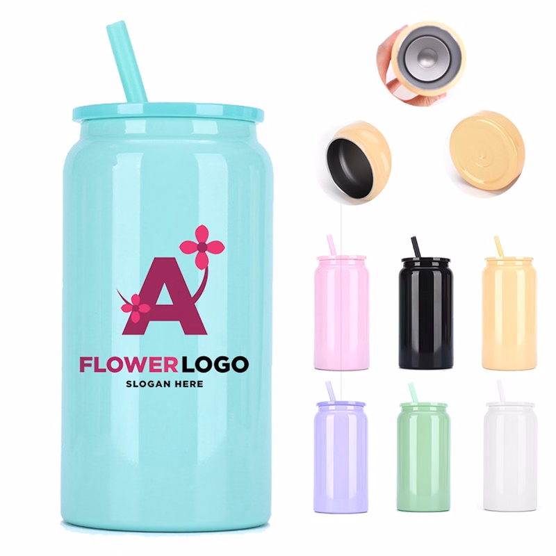 16oz Glossy Stainless Steel SS304 Cup Sublimation Color Mug Mason Can