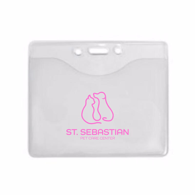 4.32" W x 4.00" H - Horizontal Clear Vinyl Badge Holder (1 Color Imprint)