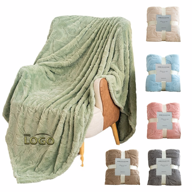 Flannel jacquard office sofa blanket MOQ 20 pieces