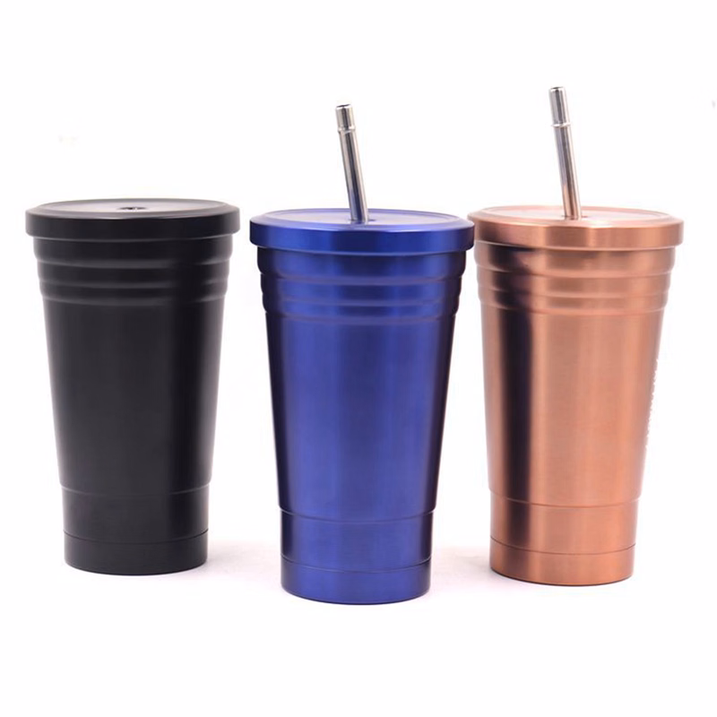17 oz Stainless Steel Tumbler with Straw