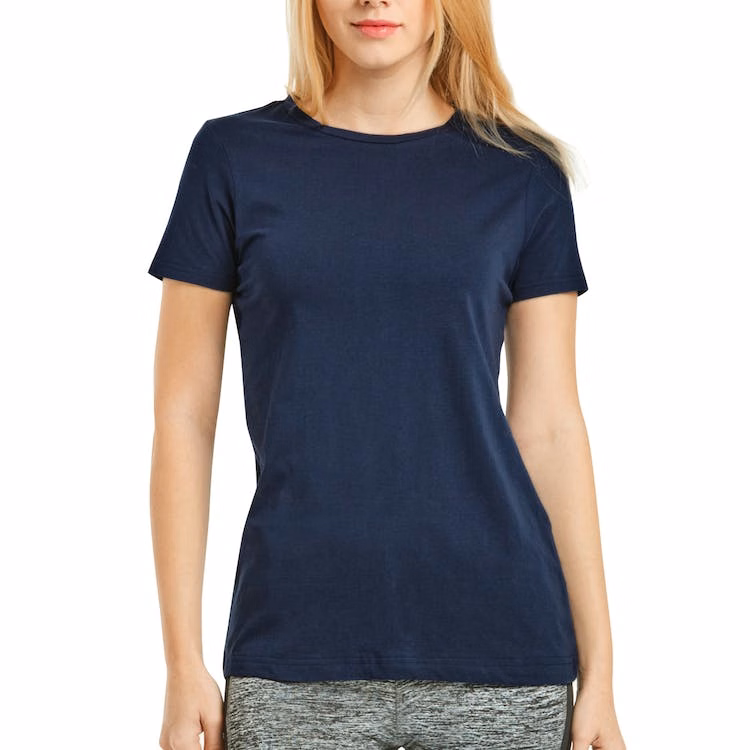 Women'sClassic Fit Crew Neck T-Shirts - Medium Navy