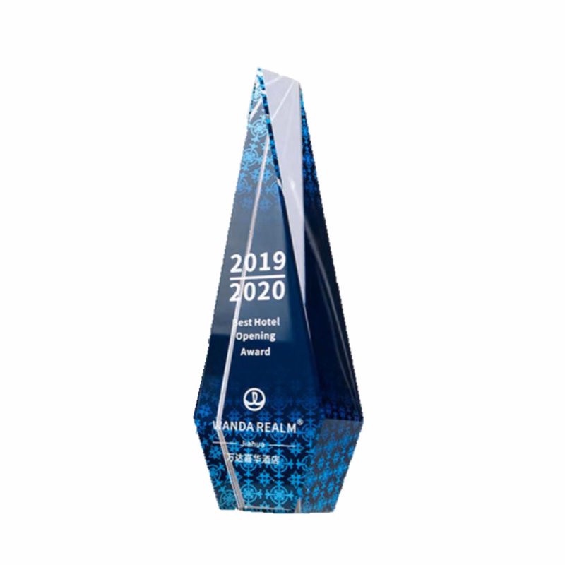 Triangle Shape Creative Color Printing Crystal Trophy