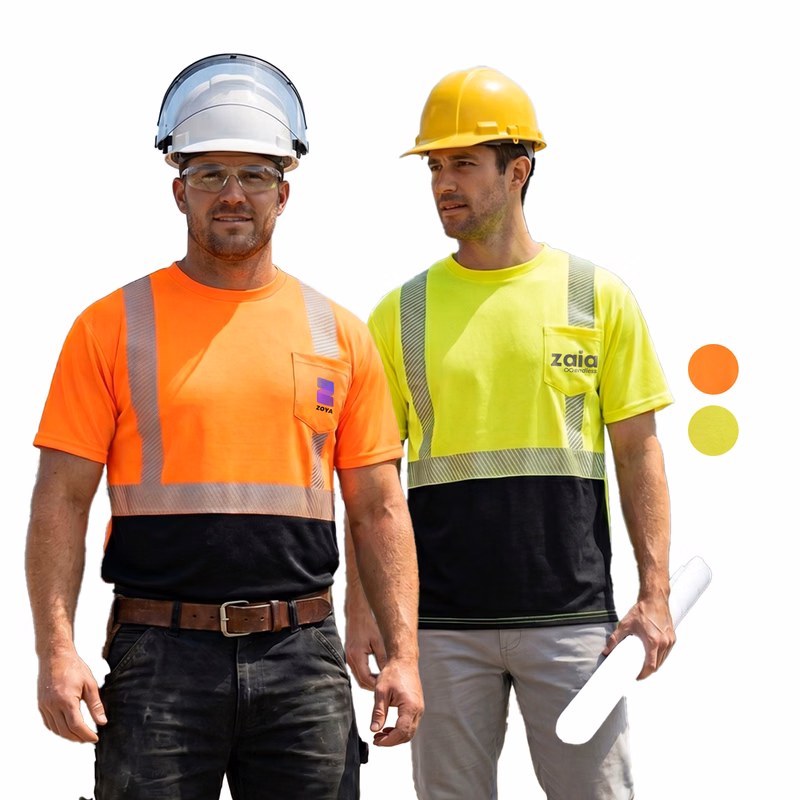 3.8 oz. Polyester Class 2 Color Block Segmented Tape Safety T-Shirt with Pocket