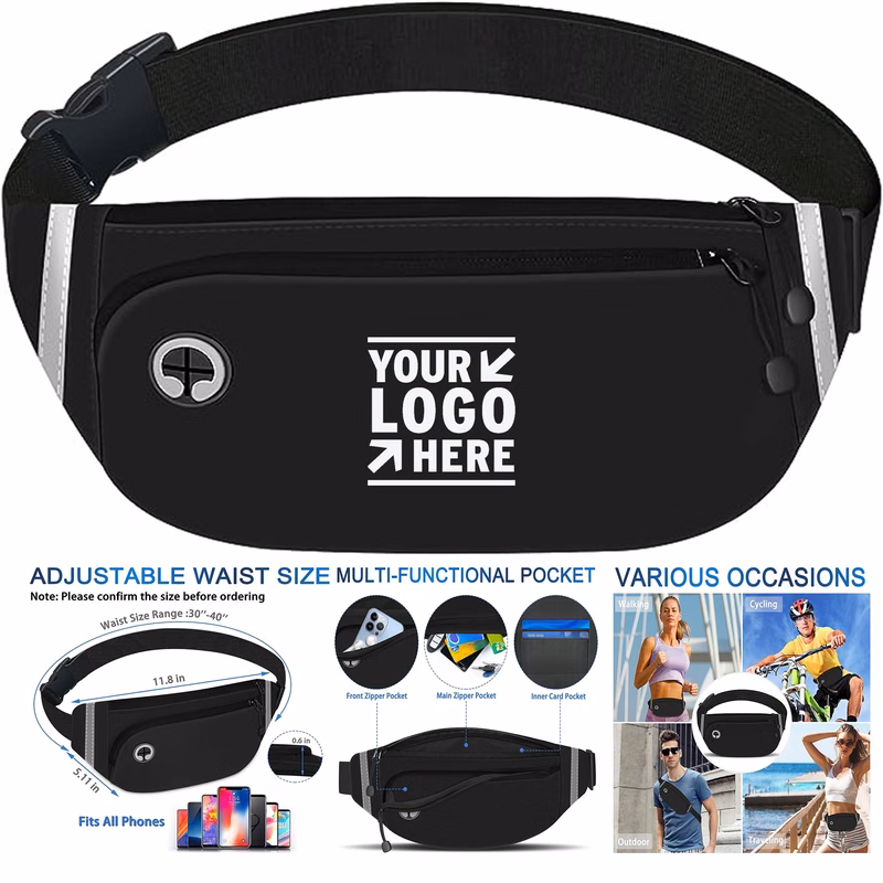Adjustable Strap Waterproof Reflective Strip Fanny Fashion Waist Pack Lightweight Running Belt Bag