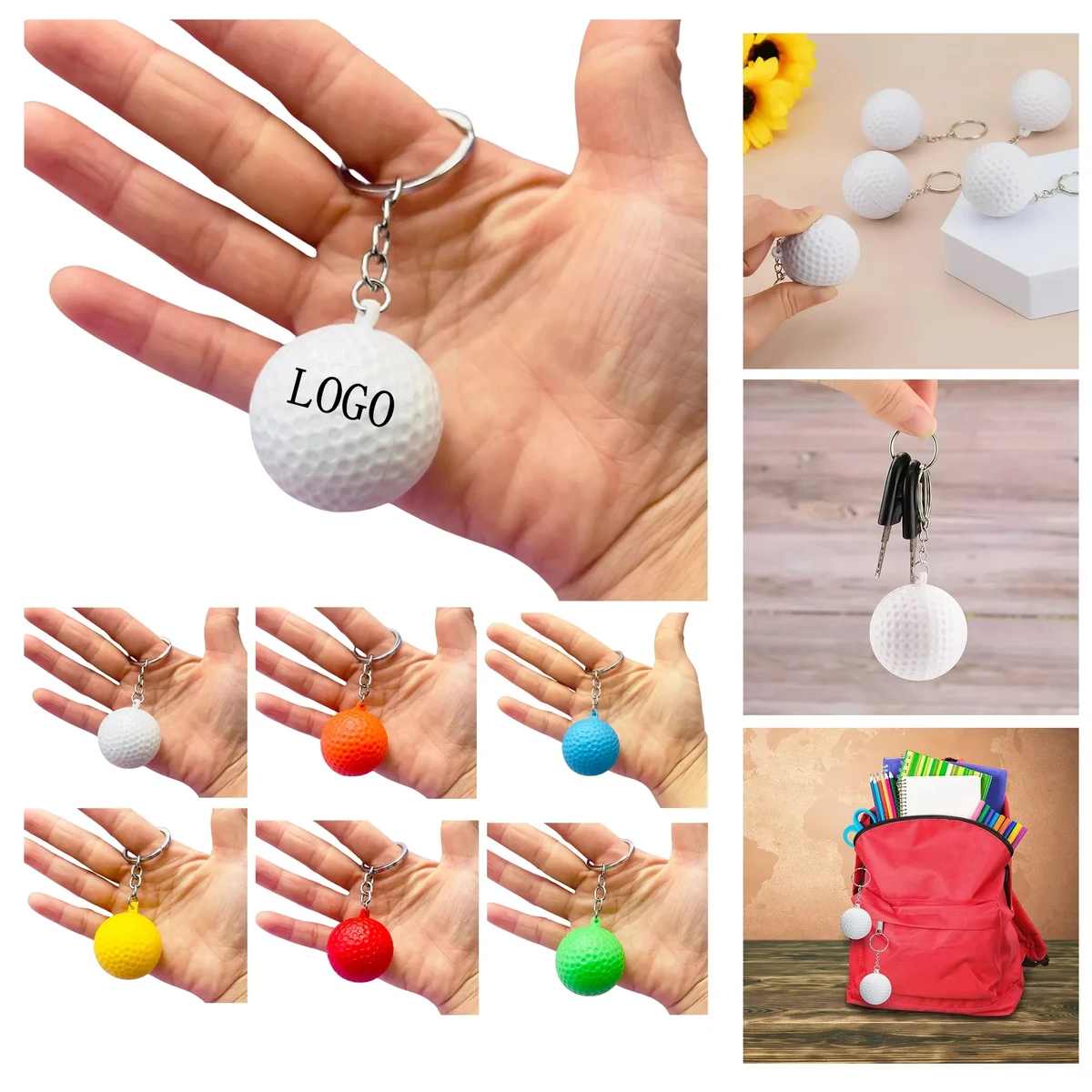 Oversized Color Golf Ball Keychain 1