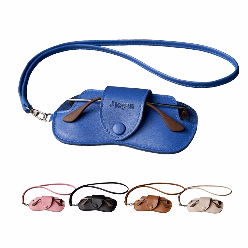 Business Portable Neck Hanging PU Leather Glasses Gag