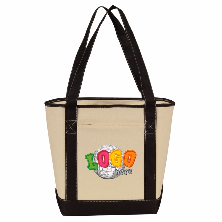 Small Cotton Canvas Zippered Boat Bag