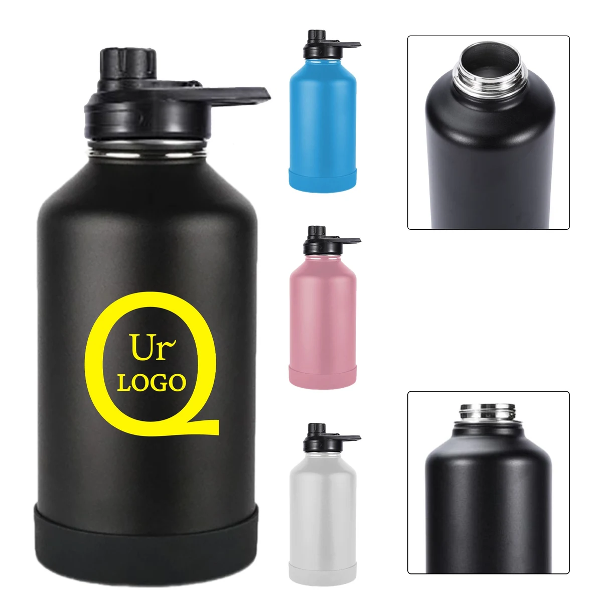 64Oz Stainless Steel Insulated Handle Bottles, custom water bottle with logo imprint 1