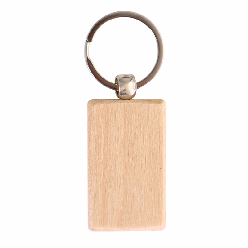Wooden Rectangle Design Keychain