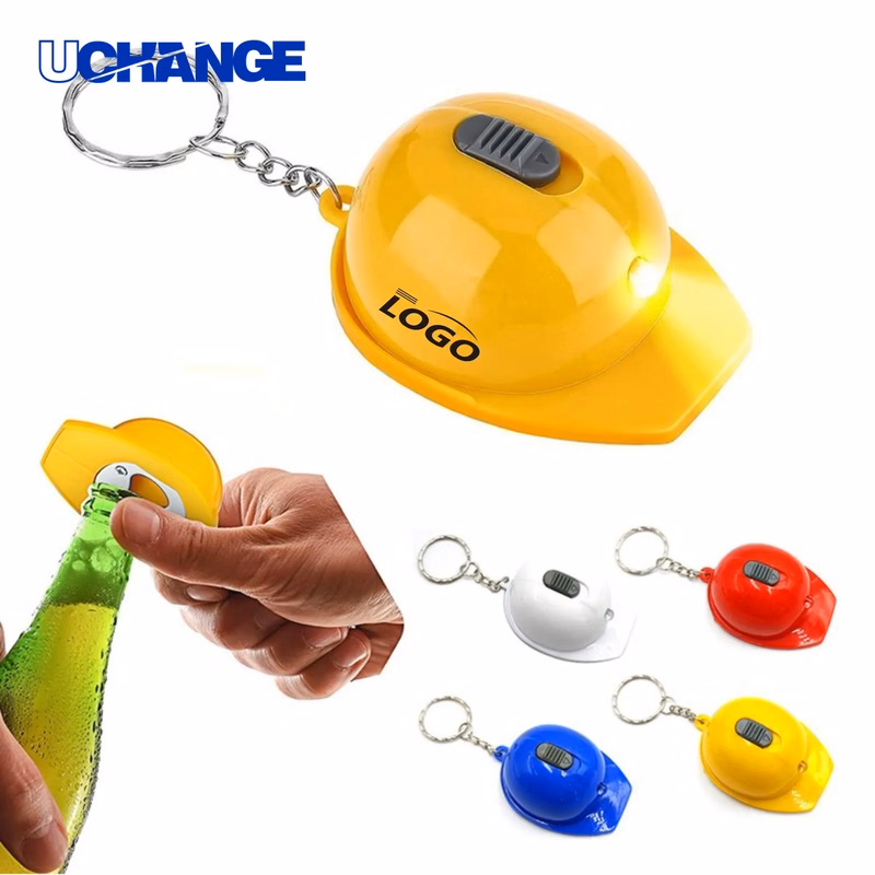 Helmet-Shaped LED Bottle Opener Keychain Tool