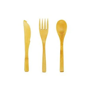 3 In 1 Bamboo Flatware Set Fork Knife Spoon Eco Friendly Lightweight Portable 1
