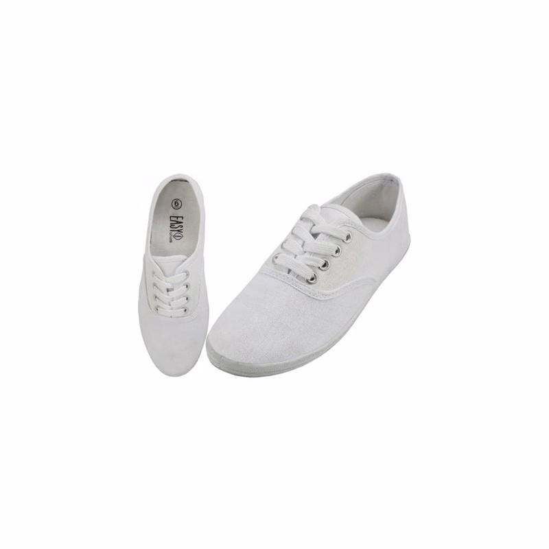 Women's Laced Canvas Shoes - White Sizes 6-11