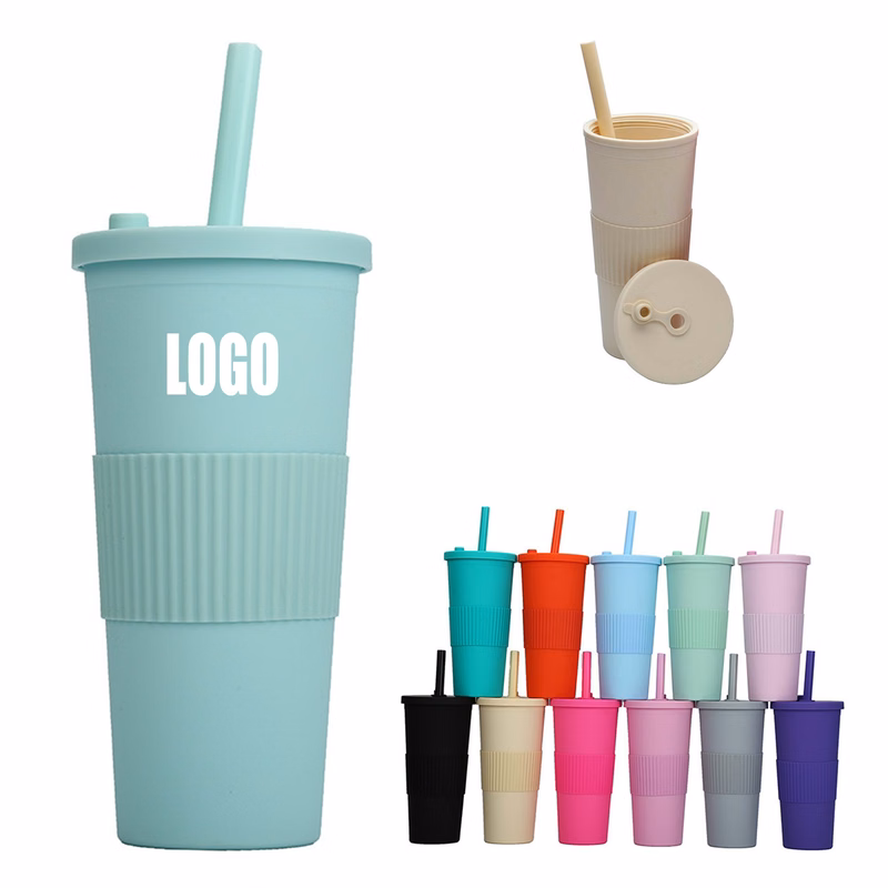 24oz Double Wall Cup With Lid And Straw