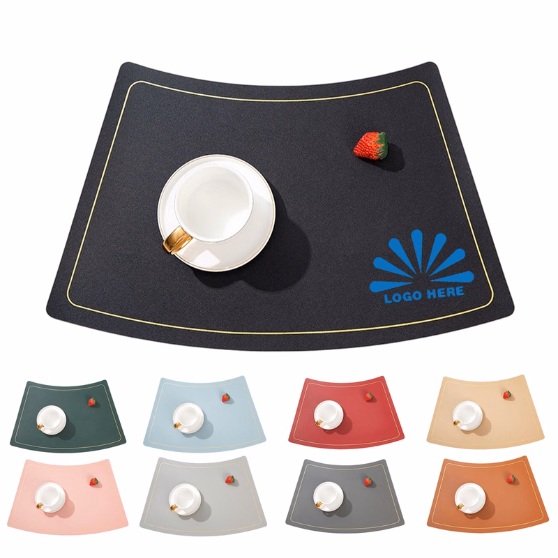 Fan Shaped Faux Leather Round Table Placemat
