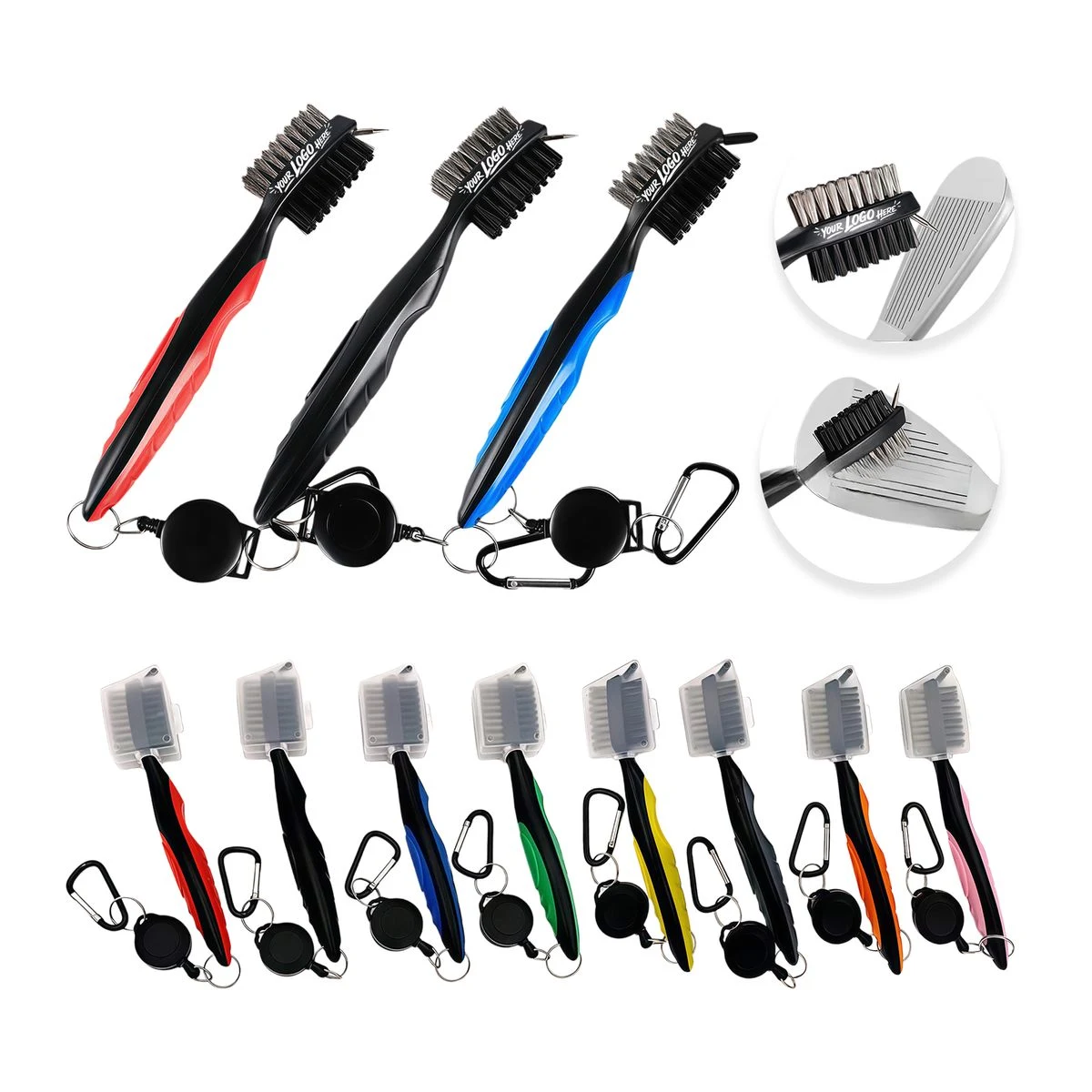 Dual Side Golf Brush Groove Cleaner Bag Hook Tool 1