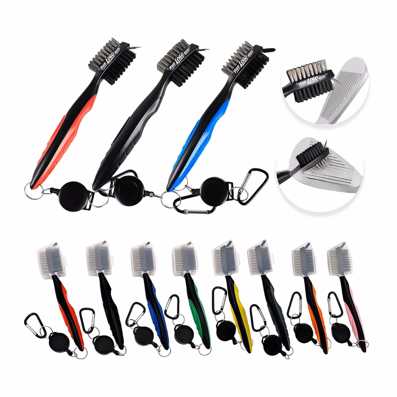 Dual Side Golf Brush Groove Cleaner Bag Hook Tool