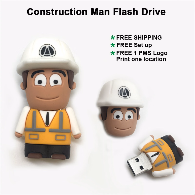 Construction Man Flash Drive / USB - 16 GB Memory