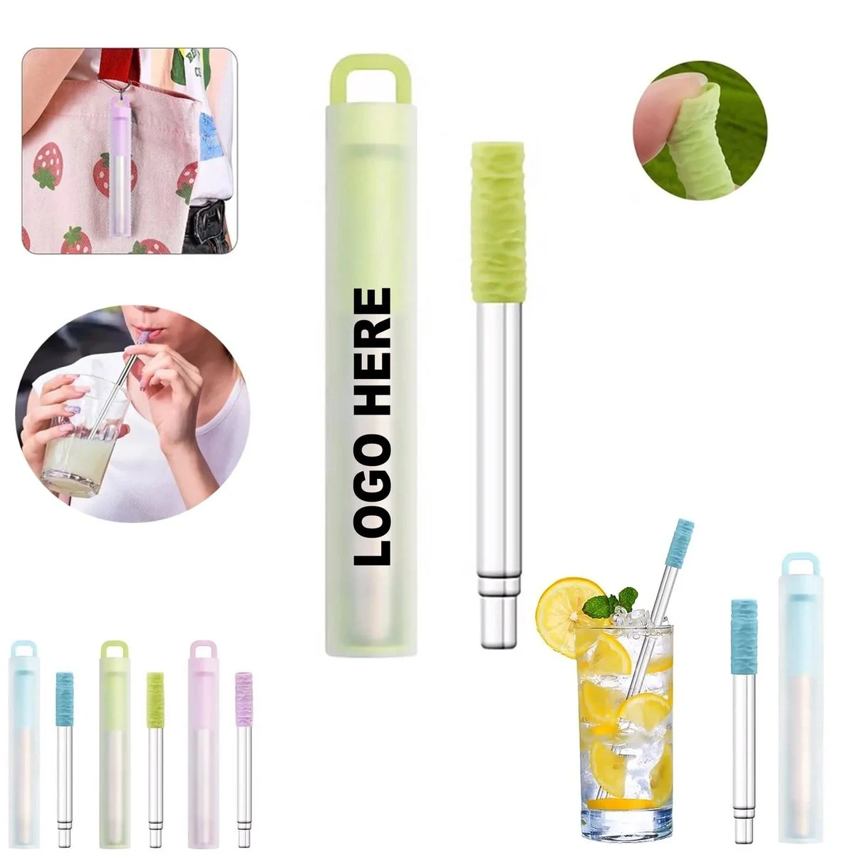 Collapsible Stainless Steel Straw with Case Set 1