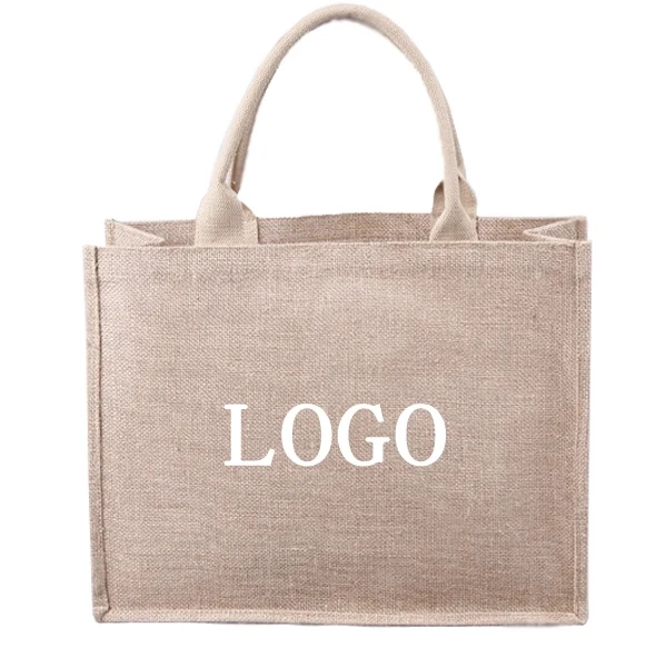Natural Jute Shopping Bag, custom tote bag with logo imprint 1