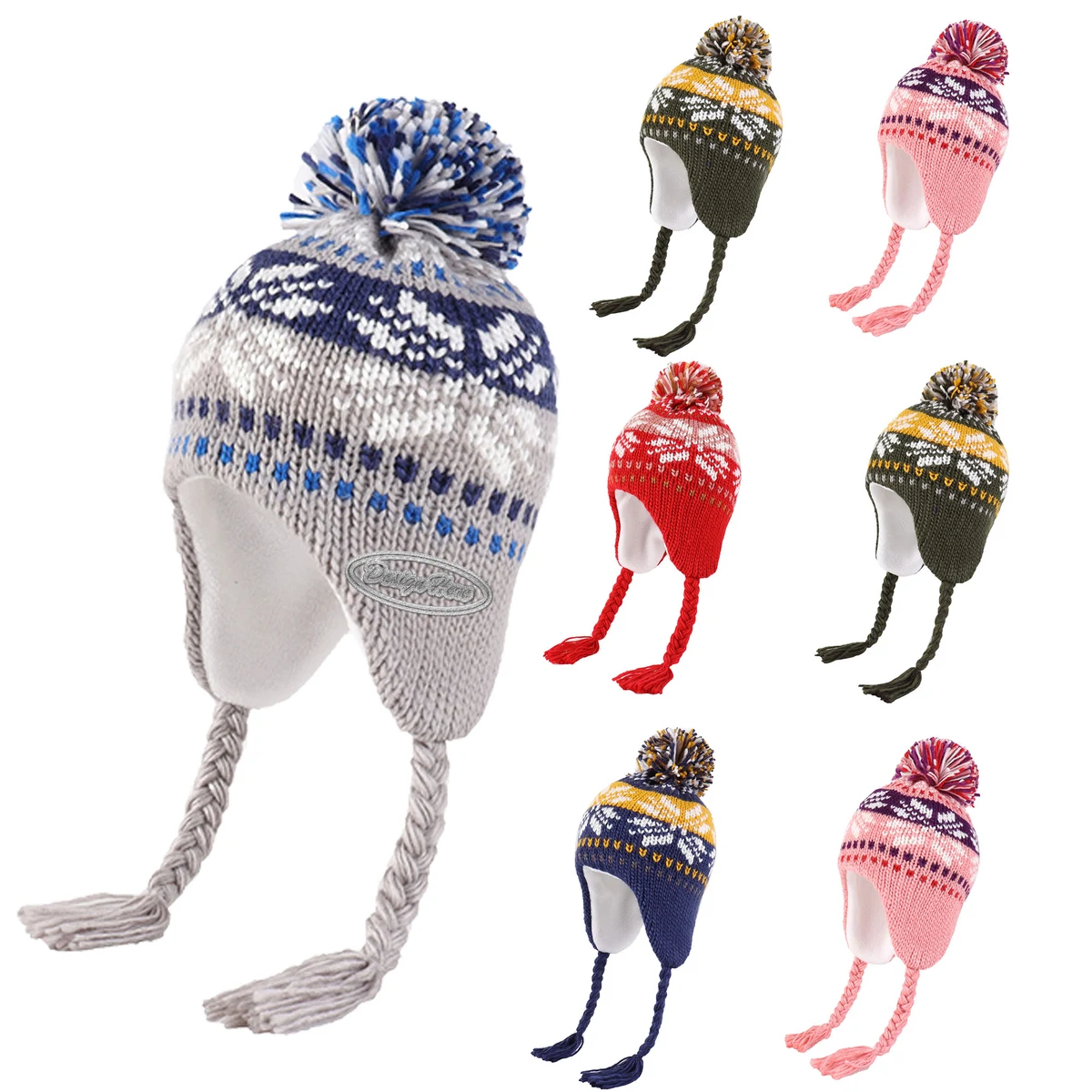 Durable Kids' Knit Beanie with pom for Cold Weather Comfort 1