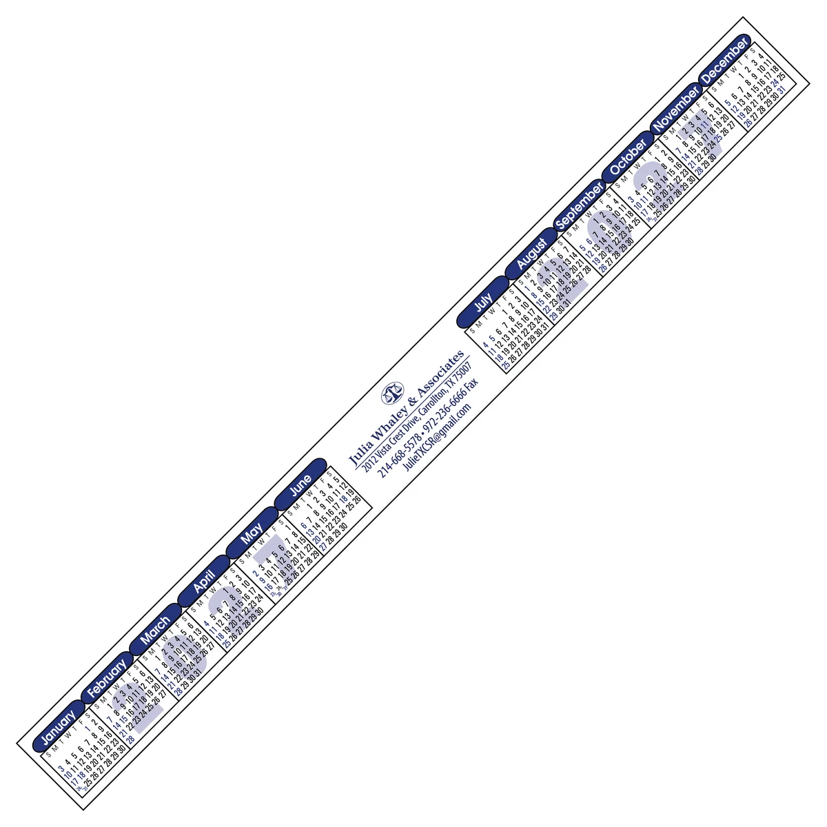FULL Color Kwik-Stik Year at a Glance Strip Monitor Calendar 1