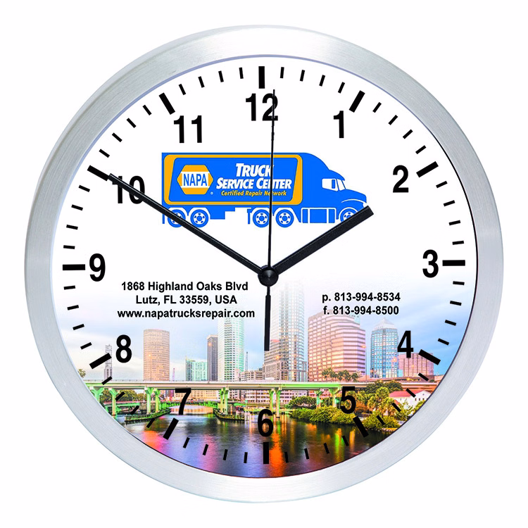 "Balance" 10" Brushed Metal Wall Clock with Glass Lens