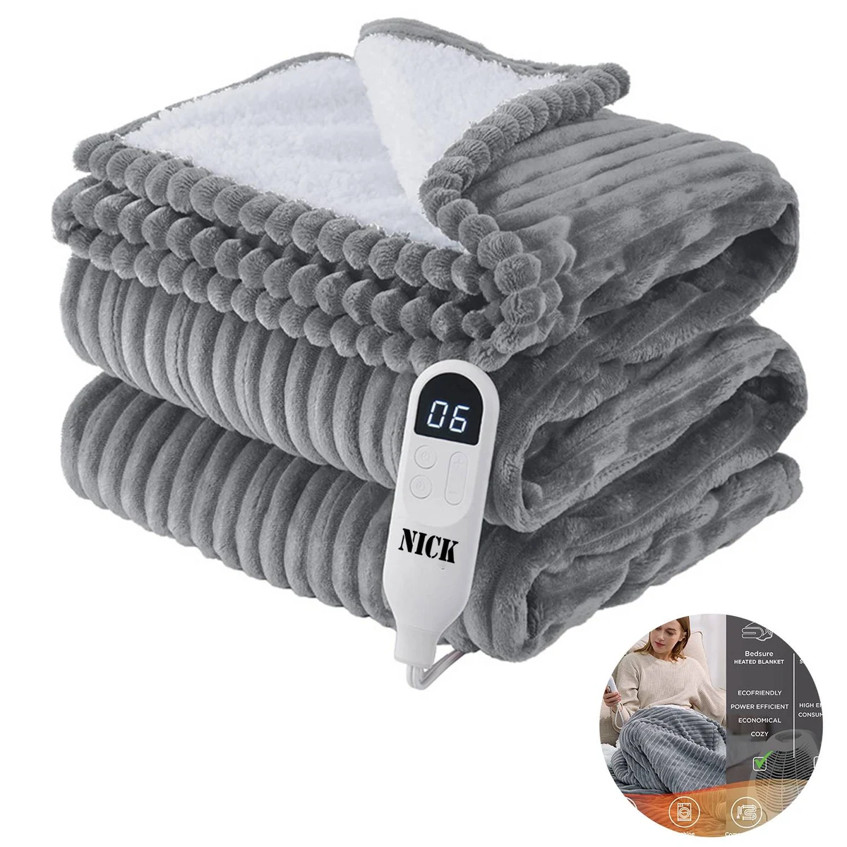 Soft Ribbed Flannel Heated Blanket 1