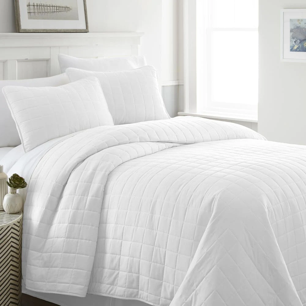 Quilted Coverlet Sets - White Twin 2 Piece 1